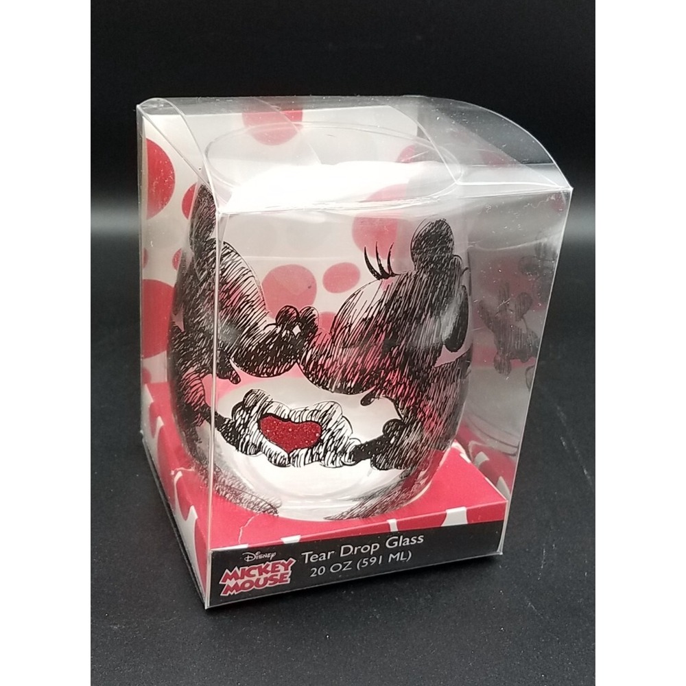 Disney Mickey and Minnie Teardrop 20oz Wine Drinking Glass - New